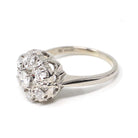 Diamond Cluster Ring - Mid Century 14k White Gold .75 CTW Natural Prong Set Halo - Vintage Circa 1950s Size 8.5 Celestial Dome Fine Jewelry