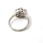 Diamond Cluster Ring - Mid Century 14k White Gold .75 CTW Natural Prong Set Halo - Vintage Circa 1950s Size 8.5 Celestial Dome Fine Jewelry