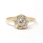 Antique Diamond Halo Ring - Edwardian Era Natural .63 CTW Old European Cut Cluster - Circa 1900s Size 6 1/4 Flower Fine Engagement Jewelry