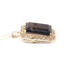 Brooch Conversion Necklace - Retro Era 14k Yellow Gold Natural Brown Smoky Quartz Gemstone Filigree Halo - Circa 1970s Era Fine Jewelry