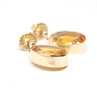 Modern Citrine Earrings - Estate 9k English Yellow Gold Natural Orange Oval Bezel Gem Post Drops - Dated 1997 Pierced Fine November Jewelry