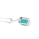 Art Deco Lavalier - Antique 10k White Gold Amazonite Gem & Black Green Red Enamel Charm Necklace - Circa 1920s Era Seed Pearl Fine Jewelry
