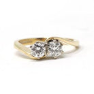Toi Et Moi Ring - Modern 18k Yellow Gold & Platinum .50 CTW Two Stone Bypass Band - Estate Hallmarked 1989 Size 5 Fine Jewelry