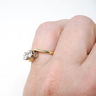 Toi Et Moi Ring - Modern 18k Yellow Gold & Platinum .50 CTW Two Stone Bypass Band - Estate Hallmarked 1989 Size 5 Fine Jewelry