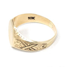 Edwardian Signet Ring - Antique 10k Yellow Gold Blank Octagonal Engravable Shield - Circa 1900s Era Size 12 Unisex Wheat Patina Fine Jewelry