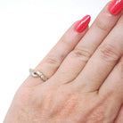 Bypass Wedding Ring - Mid Century 14k Yellow Gold Two Tone .16 CTW Antique Diamond Twist Band - Circa 1940s Size 4 1/4 Fine Bridal Jewelry