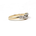 Bypass Wedding Ring - Mid Century 14k Yellow Gold Two Tone .16 CTW Antique Diamond Twist Band - Circa 1940s Size 4 1/4 Fine Bridal Jewelry