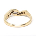 Bypass Wedding Ring - Mid Century 14k Yellow Gold Two Tone .16 CTW Antique Diamond Twist Band - Circa 1940s Size 4 1/4 Fine Bridal Jewelry