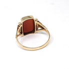 Antique Carnelian Ring - Victorian Era 14k Rosy Yellow Gold Natural Red Orange Gem Signet - Circa 1890s Era Size 9 1/4 Unisex Fine Jewelry