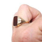 Antique Carnelian Ring - Victorian Era 14k Rosy Yellow Gold Natural Red Orange Gem Signet - Circa 1890s Era Size 9 1/4 Unisex Fine Jewelry