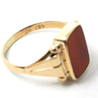 Antique Carnelian Ring - Victorian Era 14k Rosy Yellow Gold Natural Red Orange Gem Signet - Circa 1890s Era Size 9 1/4 Unisex Fine Jewelry