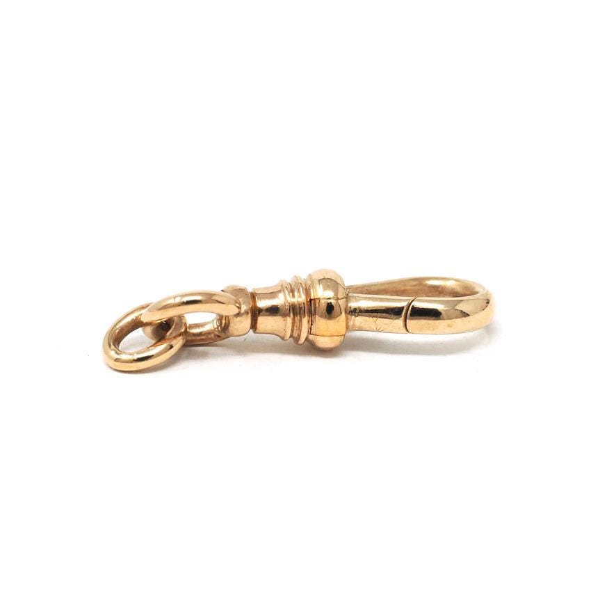 Antique Dog Clip - Edwardian 10k Rosy Yellow Gold Necklace Finding Stationary Clasp - Circa 1910s Era Charm Pendant Holder Fine Jewelry