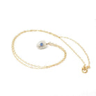 Pearl & Sapphire Charm Necklace - Antique 14k Yellow Gold Freshwater Cultured Pearl Stick Pin Conversion Pendant - Circa 1900s Fine Jewelry
