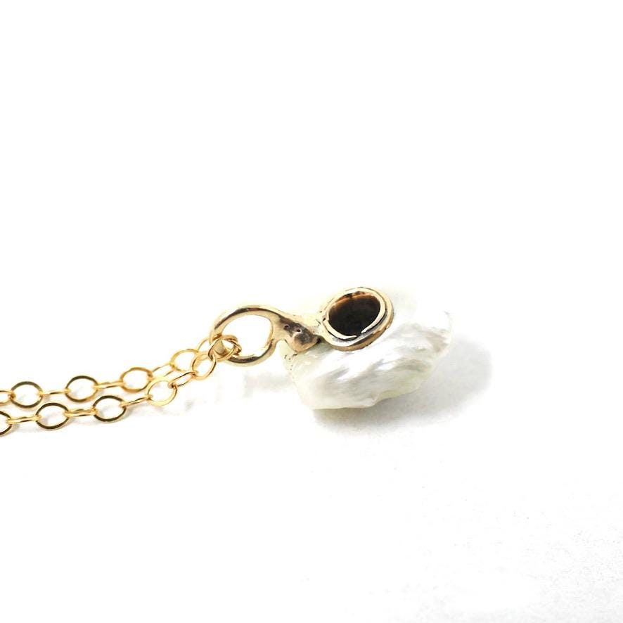 Pearl & Sapphire Charm Necklace - Antique 14k Yellow Gold Freshwater Cultured Pearl Stick Pin Conversion Pendant - Circa 1900s Fine Jewelry