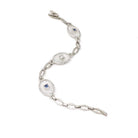 Rock Crystal Quartz Bracelet - Art Deco 14k White Gold Natural Diamond & Sapphire Accents - Circa 1930s Era Filigree Fine Panel Link Jewelry