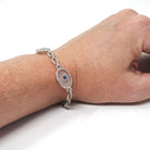 Rock Crystal Quartz Bracelet - Art Deco 14k White Gold Natural Diamond & Sapphire Accents - Circa 1930s Era Filigree Fine Panel Link Jewelry