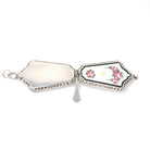 Antique Flower Locket - Art Deco Sterling Silver Floral & Bird Guilloche Enamel Necklace Pendant - Circa 1920s Rose Tassel Keepsake Jewelry