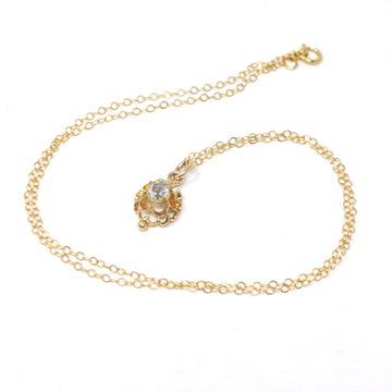 Georgian Diamond Pendant - Antique 18k Yellow Gold Natural Rose Cut Charm Necklace - Circa Late 1700s Early 1800s Era Buttercup Fine Jewelry