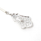 Art Deco Necklace - Vintage 10k White Gold .07 CT Diamond Lavalier Necklace - Circa 1930s Era Lacy Filigree Statement Fine Esemco Jewelry