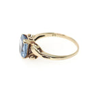 Created Spinel Ring - Retro 10k Yellow Gold Emerald Cut 1.93 CT Blue Stone - Vintage Circa 1940s Era Size 5 1/2 Statement Fine 40s Jewelry