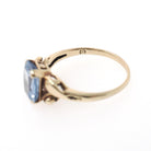 Created Spinel Ring - Retro 10k Yellow Gold Emerald Cut 1.93 CT Blue Stone - Vintage Circa 1940s Era Size 5 1/2 Statement Fine 40s Jewelry