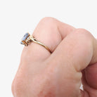 Created Spinel Ring - Retro 10k Yellow Gold Emerald Cut 1.93 CT Blue Stone - Vintage Circa 1940s Era Size 5 1/2 Statement Fine 40s Jewelry