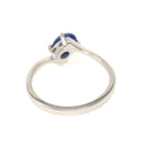 Created Star Sapphire Ring - Modern 14k White Gold Blue Cabochon Bypass Solitaire - Circa 1990s Size 5 1/4 September Birthstone Fine Jewelry