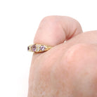 Vintage Amethyst Ring - Mid Century Era 18k Yellow Gold Natural Purple Gemstones - Hallmarked 1960 Size 3 3/4 Diamond Accents Fine Jewelry