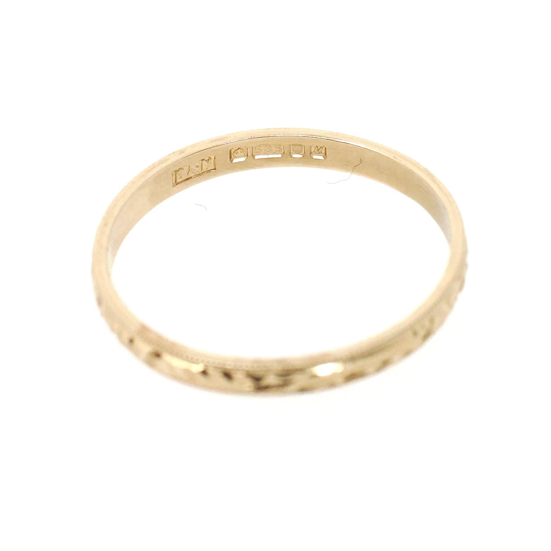 Vintage Flower Band - Estate 14k Yellow Gold 2.1 MM Eternity Wedding Ring - Dated 1986 Era Size 6 3/4 Bridal Stacking Milgrain Fine Jewelry