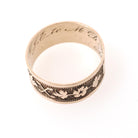 Antique Cigar Band - Victorian 10k Yellow Gold Nature Inspired Design Leaf Flower Wide Ring - Dated 1876 Size 7 Mizpah Unisex Fine Jewelry
