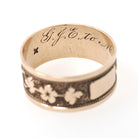 Antique Cigar Band - Victorian 10k Yellow Gold Nature Inspired Design Leaf Flower Wide Ring - Dated 1876 Size 7 Mizpah Unisex Fine Jewelry