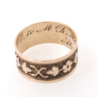 Antique Cigar Band - Victorian 10k Yellow Gold Nature Inspired Design Leaf Flower Wide Ring - Dated 1876 Size 7 Mizpah Unisex Fine Jewelry