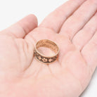 Antique Cigar Band - Victorian 10k Yellow Gold Nature Inspired Design Leaf Flower Wide Ring - Dated 1876 Size 7 Mizpah Unisex Fine Jewelry
