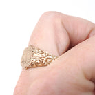 Antique Signet Ring - Vintage 10k Rosy Yellow Gold Initial Letters MM Shield Statement Men's Unisex Band - Late 1800s Size 15 Fine Jewelry