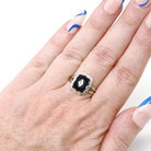Vintage Onyx Ring - Art Deco 10k Yellow & White Gold Black Gemstone .03 CT Diamond Filigree - Circa 1930s Size 8 1/4 Two Tone Fine Jewelry