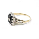 Vintage Onyx Ring - Art Deco 10k Yellow & White Gold Black Gemstone .03 CT Diamond Filigree - Circa 1930s Size 8 1/4 Two Tone Fine Jewelry