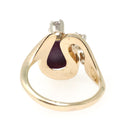 Vintage Star Ruby Ring - Modernist 14k Yellow Gold Cabochon Cut Natural Diamond Gemstones - Circa 1970s Era Size 4 Celestial Fine Jewelry