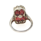 Vintage Flip Ring - Art Deco 14k White Gold Double Sided Cameo Diamond Created Pink Sapphire - Circa 1930 Size 6 3/4 Reversible Fine Jewelry
