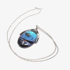 Morpho Butterfly Pendant - Art Deco Sterling Silver Blue Wing Necklace - Circa 1930s Era Tropical Sun Palm Tree Beach Souvenir Jewelry