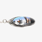 Morpho Butterfly Pendant - Art Deco Sterling Silver Blue Wing Necklace - Circa 1930s Era Tropical Sun Palm Tree Beach Souvenir Jewelry