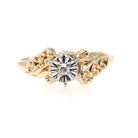 Illusion Diamond Ring - Retro 14k Yellow & 10k White Gold Natural .02 CT Solitaire Engagement - Circa 1990s Size 6 3/4 Fine Bridal Jewelry