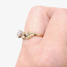 Illusion Diamond Ring - Retro 14k Yellow & 10k White Gold Natural .02 CT Solitaire Engagement - Circa 1990s Size 6 3/4 Fine Bridal Jewelry