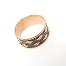 Antique Cigar Band - Edwardian 10k Rose Gold Rhombus Milgrain Designs Wide Ring - Circa 1900s Size 8 1/4 Unisex Fine Bridal Stacking Jewelry