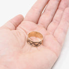 Antique Cigar Band - Edwardian 10k Rose Gold Rhombus Milgrain Designs Wide Ring - Circa 1900s Size 8 1/4 Unisex Fine Bridal Stacking Jewelry