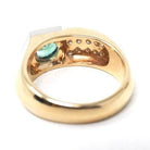 Emerald & Diamond Ring - Modern Era 14k Yellow Gold Platinum Natural Green Gemstone - Art Deco Style Size 8 1/4 Edward Petri Fine Jewelry