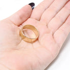 Vintage Cigar Band - Estate 14k Yellow Gold 8.4 MM Wide Ring - Circa 1980s Era Bold Bold Size 11 - Engraved "Kimberly 11-24-83" Fine Jewelry