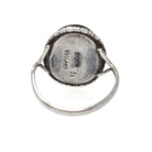 Morpho Butterfly Wing Ring - Art Deco English Silver Blue Chitin & Figural Woman - Circa 1930s Era Size 3 3/4 Classic Greek Souvenir Jewelry