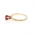 Created Ruby Ring - Mid Century 14k Yellow Gold Round Faceted .83 CT Red Pink Stone - Vintage Circa 1950s Era Size 5 3/4 Solitaire Jewelry