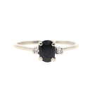 Vintage Sapphire Ring - Mid Century 10k White Gold Blue Oval Faceted .64 CT Gem - Circa 1950s Era Size 5 1/2 Diamond Accented Fine Jewelry