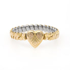 Vintage Expansion Bracelet - Mid Century Gold Filled Stretch Heart Shape - Circa 1950s Era Baby Children's Dainty Fashion Accessory Jewelry